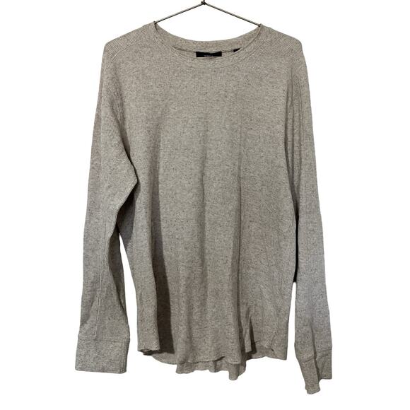 Vince Mens Waffle Knit Long Sleeve Thermal Shirt Size L Neutral Slim Fit Classic - Picture 1 of 9
